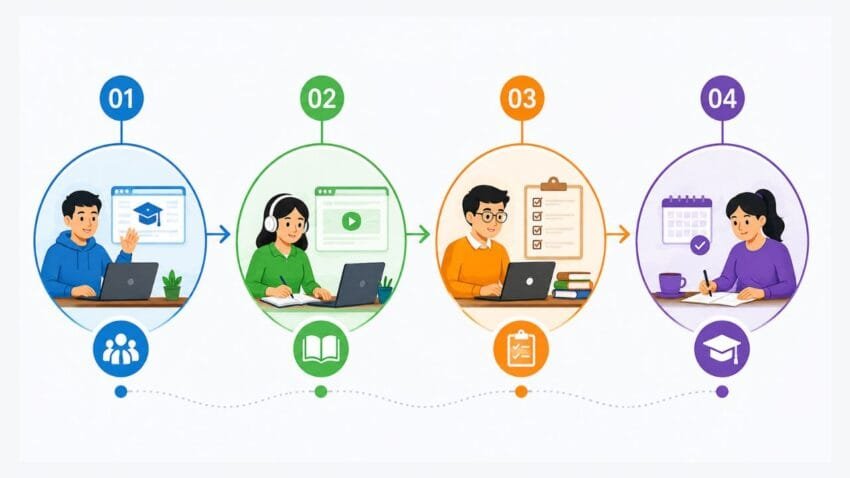 Untuk Membekali Pemahaman dan Keterampilan Belajar Efektif dalam Sistem PTJJ Mahasiswa Akan Mendapatkan Layanan Pendukung Kesuksesan Belajar Jarak Jauh Berupa 4 Program Penting