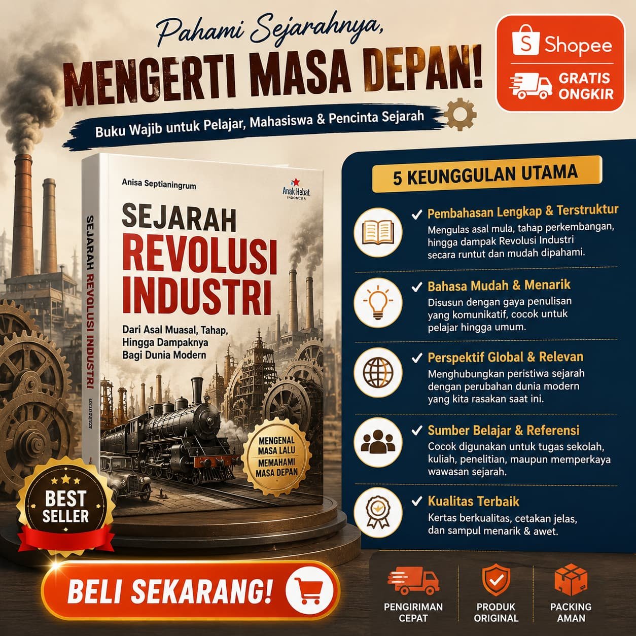 Revolusi Industri Kedua Ditandai dengan 5 Perubahan yang Mengubah Dunia Modern - ππππππππππ.πππ Banner promosi buku Sejarah Revolusi Industri di Shopee Mall dengan diskon 19 persen, menjelaskan topik revolusi industri kedua ditandai dengan kemajuan teknologi dan produksi massal.