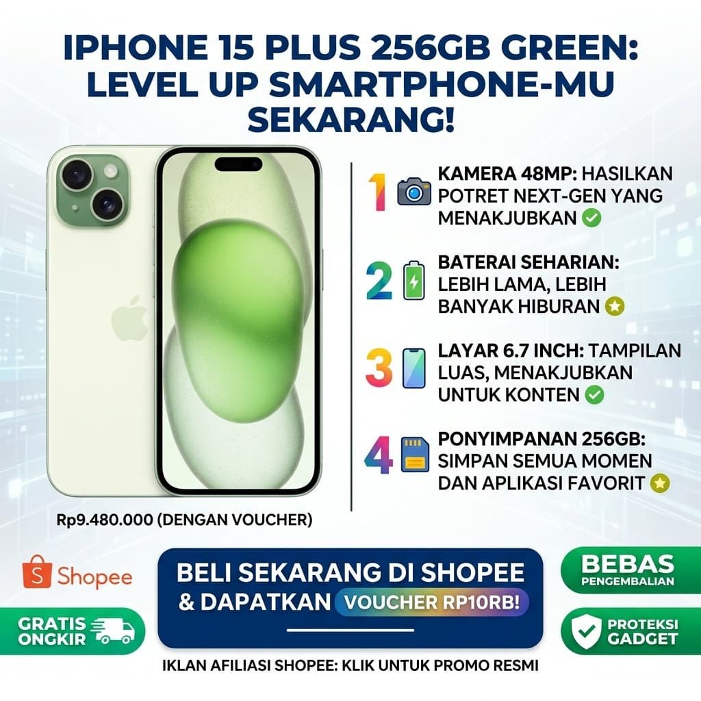 Apa yang Bisa Kamu Lakukan di Smartphone mu, 10 Aktivitas Menarik dengan iPhone 15 Plus 256GB - 𝖗𝖎𝖋𝖆𝖎𝖍𝖆𝖒𝖉𝖆.𝖈𝖔𝖒 Iphone 15 Plus 256GB Green promo Shopee - Pelajari apa yang bisa kamu lakukan di smartphone mu dengan kamera 48MP, layar 6.7 inch, dan baterai tahan seharian.