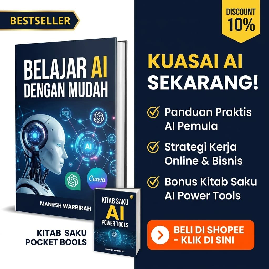 Buku belajar AI untuk memahami bagaimana kecerdasan buatan dapat menggantikan peran akuntan manajemen pada PT Teknologi Indonesia, dilengkapi panduan ChatGPT, Canva AI, dan AI Power Tools.